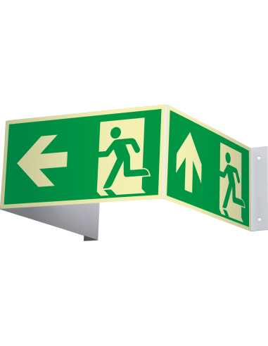 Extra lichtgevend 3D nooduitgang bord links - kunststof, groen wit, rechthoekig, ISO 7010