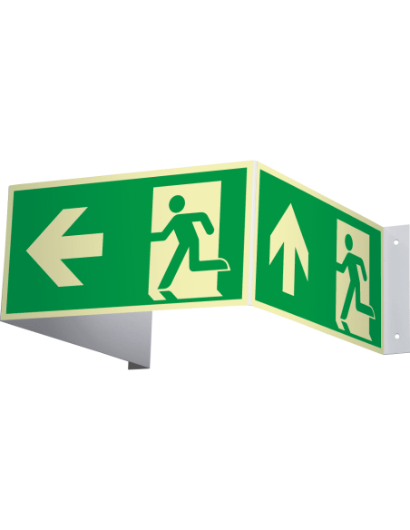 Extra lichtgevend 3D nooduitgang bord links - kunststof, groen wit, rechthoekig, ISO 7010