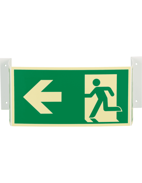 Extra lichtgevend 3D nooduitgang bord links - kunststof, groen wit, rechthoekig, ISO 7010