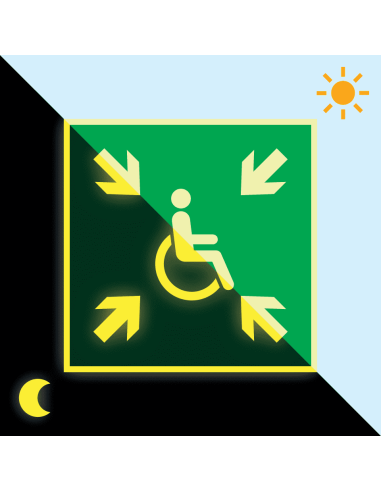 Extra lichtgevend verzamelplaats bord invaliden - aluminium - E024, groen wit, vierkant