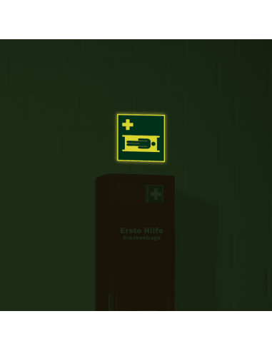 Extra lichtgevende barncard sticker, E013, groen wit, vierkant