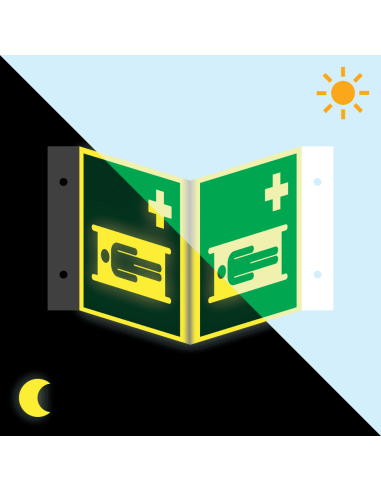 Extra lichtgevend panorama brancard bord, kunststof, E013, groen wit, rechthoekig