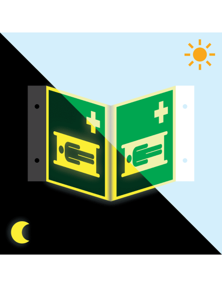 Extra lichtgevend panorama brancard bord, kunststof, E013, groen wit, rechthoekig