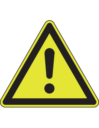 Extra lichtgevend algemeen waarschuwingsbord - W001, geel zwart, driehoekig, uitroepteken in geel driehoek