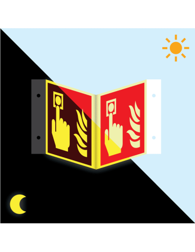 Extra lichtgevend panorama brandmelder bord, kunststof, F005, rood wit, rechthoekig