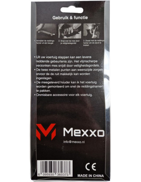 Mexxo lifehammer auto, oranje, met gordelmes