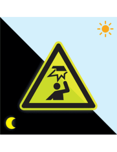 Extra lichtgevend waarschuwingsbord stootgevaar - kunststof - W020, geel zwart, driehoekig, stootgevaar in gele driehoek