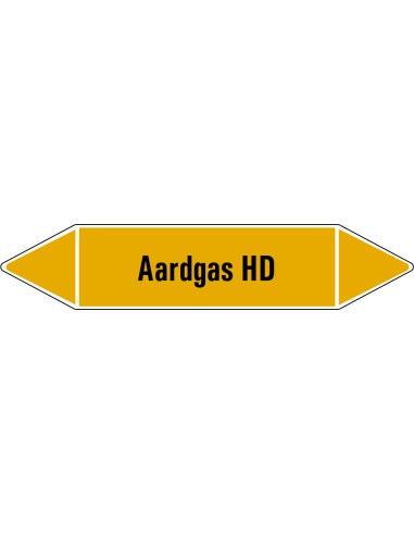 Aardgas HD leidingmarkering op rol, 25 meter, geel zwart, tekst aardgas HD