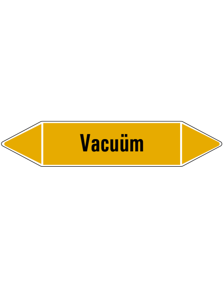 Vacuüm leidingmarkering op rol, 25 meter, geel zwart, tekst Vacuüm