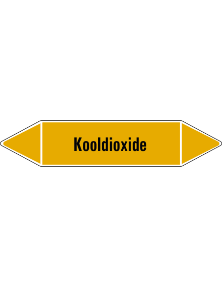 Kooldioxide leidingmarkering op rol, 25 meter, geel zwart, tekst Kooldioxide