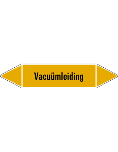 Vacuümleiding leidingmarkering op rol, 25 meter, geel zwart, tekst Vacuümleiding