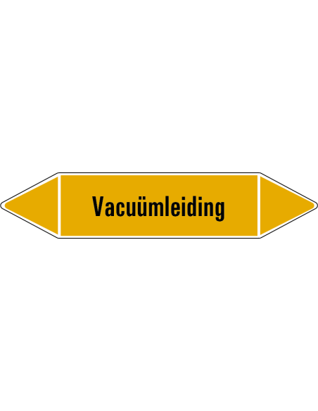 Vacuümleiding leidingmarkering op rol, 25 meter, geel zwart, tekst Vacuümleiding