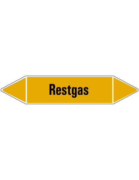 Restgas leidingmarkering op rol, 25 meter, geel zwart, tekst Restgas