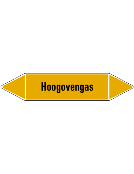 Hoogovengas leidingmarkering op rol, 25 meter, geel zwart, tekst Hoogovengas
