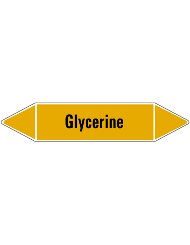 Glycerine leidingmarkering op rol, 25 meter, geel zwart, tekst Glycerine