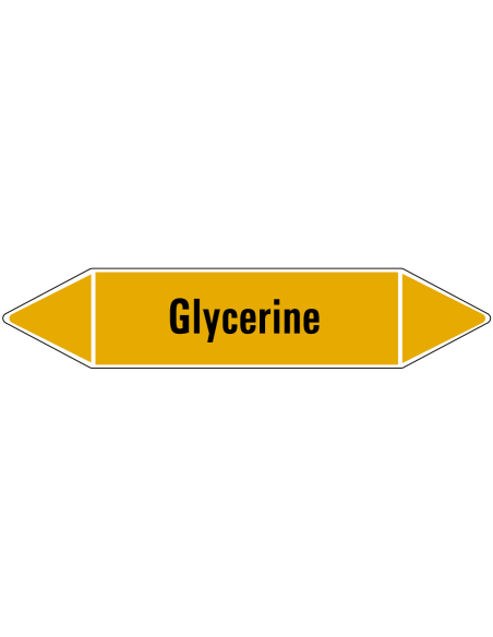 Glycerine leidingmarkering op rol, 25 meter, geel zwart, tekst Glycerine