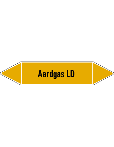 Aardgas LD leidingmarkering op rol, 25 meter, geel zwart, tekst Aardgas LD