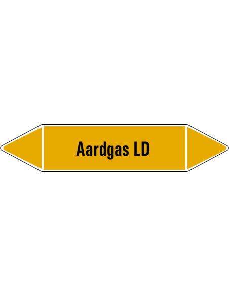 Aardgas LD leidingmarkering op rol, 25 meter, geel zwart, tekst Aardgas LD