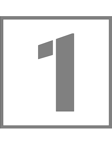Spuitsjabloon cijfer 1 - dibond, wit, vierkant