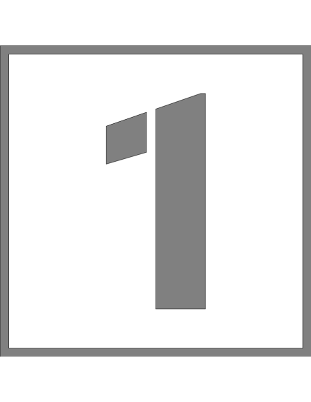 Spuitsjabloon cijfer 1 - dibond, wit, vierkant