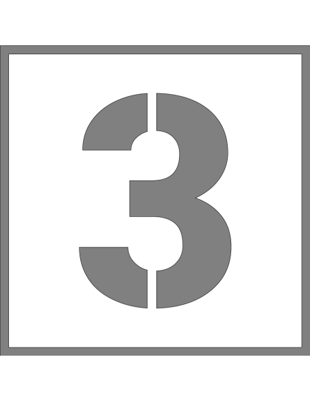 Spuitsjabloon cijfer 3 - dibond, wit, vierkant