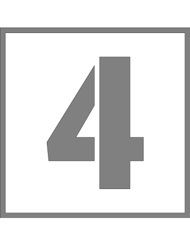 Spuitsjabloon cijfer 4 - dibond, wit, vierkant