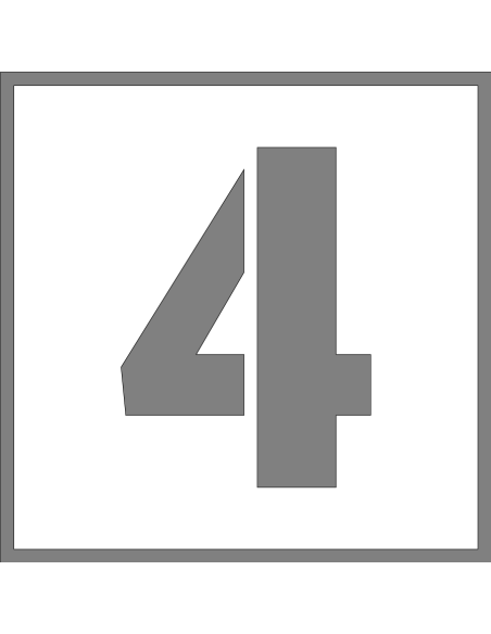 Spuitsjabloon cijfer 4 - dibond, wit, vierkant