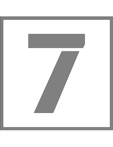 Spuitsjabloon letter 7 - dibond, wit, vierkant