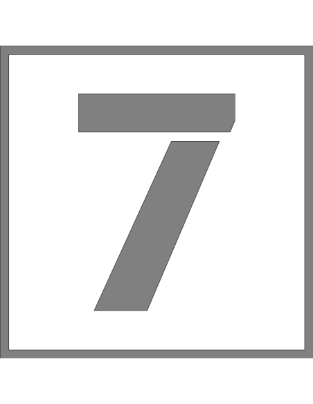 Spuitsjabloon letter 7 - dibond, wit, vierkant