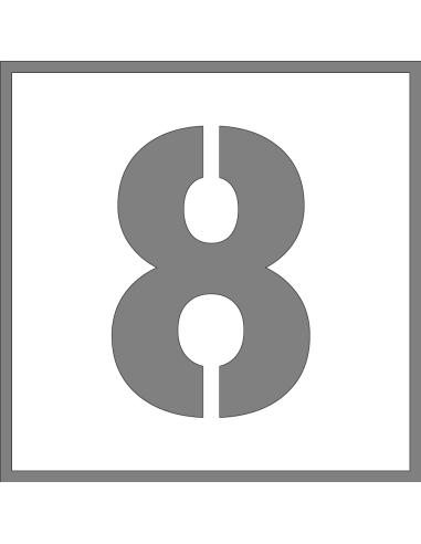 Spuitsjabloon cijfer 8 - dibond, wit, vierkant