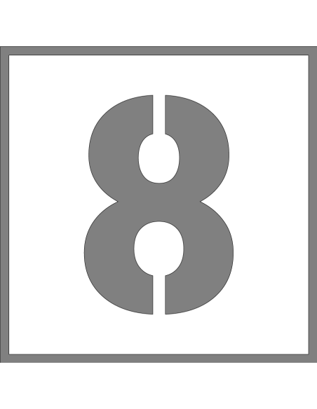Spuitsjabloon cijfer 8 - dibond, wit, vierkant