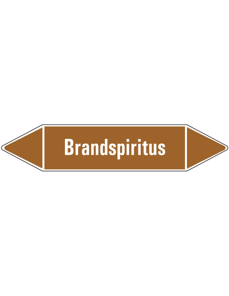 Brandspiritus leidingmarkering op rol, 25 meter, bruin wit, tekst Brandspiritus