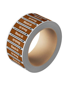 Minerale olie leidingmarkering op rol, 25 meter, bruin wit, tekst Minerale olie