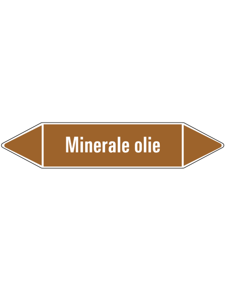 Minerale olie leidingmarkering op rol, 25 meter, bruin wit, tekst Minerale olie