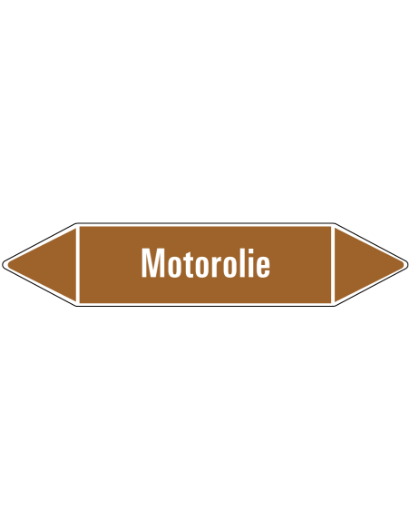 Motorolie leidingmarkering op rol, 25 meter, bruin wit, tekst Motorolie