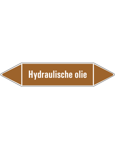 Hydraulische olie leidingmarkering op rol, 25 meter, bruin wit, tekst Hydraulische olie
