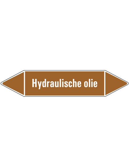 Hydraulische olie leidingmarkering op rol, 25 meter, bruin wit, tekst Hydraulische olie