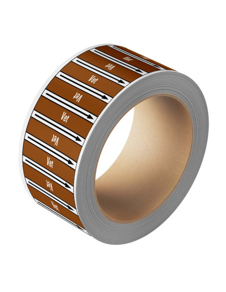 Vet leidingmarkering op rol, 25 meter, bruin wit, tekst Vet