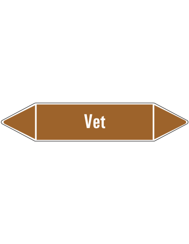 Vet leidingmarkering op rol, 25 meter, bruin wit, tekst Vet