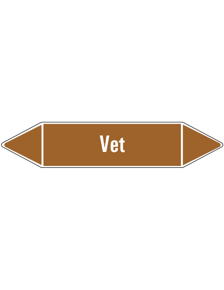 Vet leidingmarkering op rol, 25 meter, bruin wit, tekst Vet