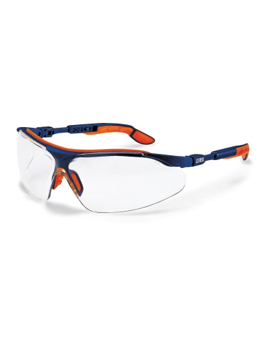 Uvex i-vo 9160-065 veiligheidsbril, blauw oranje montuur, transparante lens