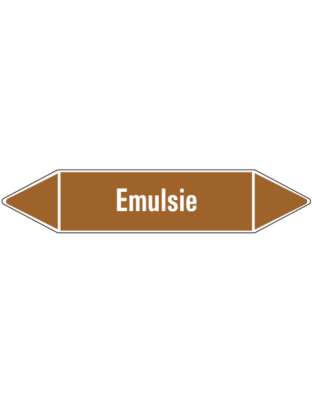 Emulsie leidingmarkering op rol, 25 meter, bruin wit, tekst Emulsie