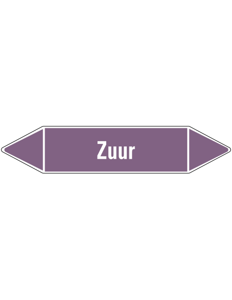 Zuur leidingmarkering op rol, 25 meter, paars wit, tekst Zuur
