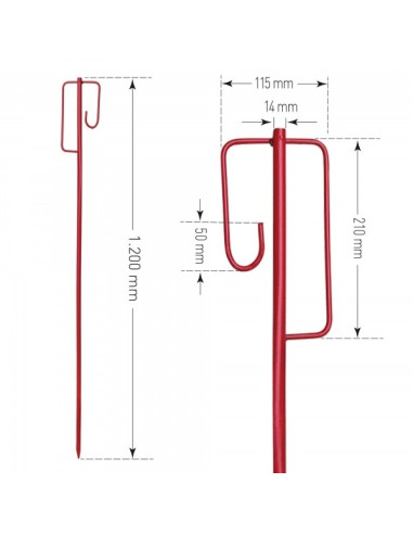 Paal voor afzetlint, rood