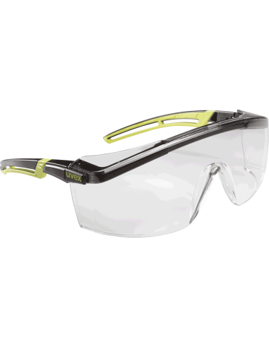 Uvex astrospec 2.0 9164-285 veiligheidsbril, groen zwart montuur, transparante lens