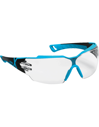 Uvex pheos cx2 9198-256 veiligheidsbril, blauw zwart montuur, transparante lens