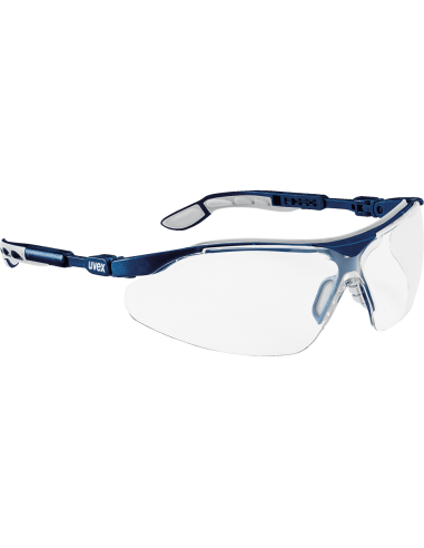 Uvex i-vo 9160-285 veiligheidsbril, blauw grijs montuur, transparante lens