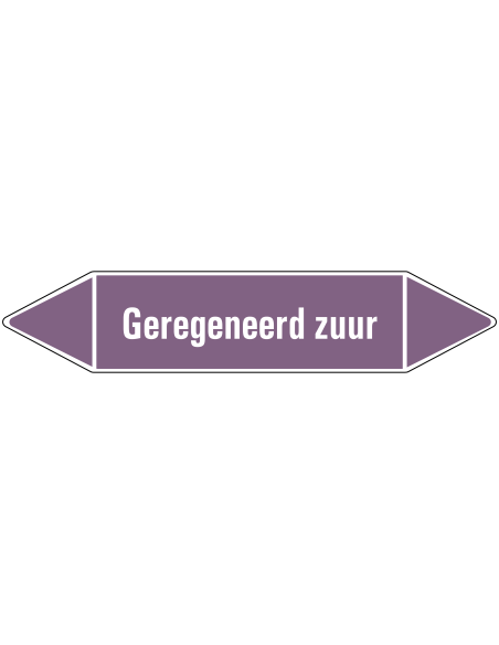 Geregeneerd zuur leidingmarkering op rol, 25 meter, paars wit, tekst Geregeneerd zuur