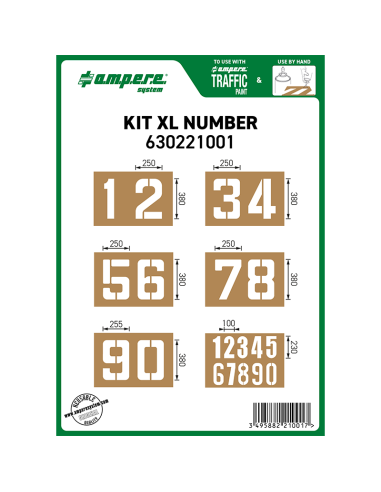 Ampere Traffic spuitsjablonen set cijfers - sterk karton, rechthoekig, cijfers sjablonen