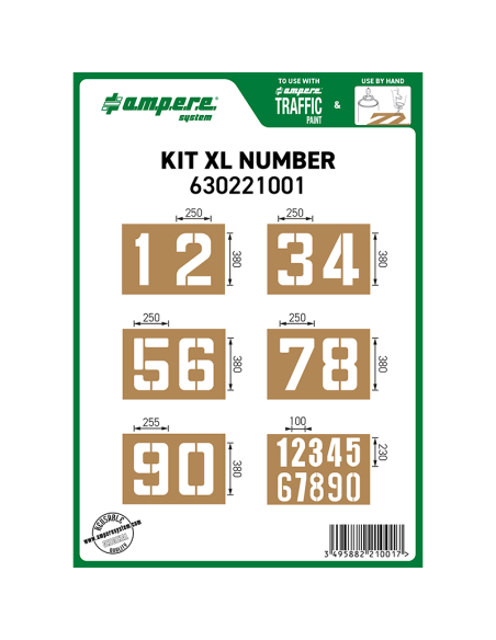 Ampere Traffic spuitsjablonen set cijfers - sterk karton, rechthoekig, cijfers sjablonen
